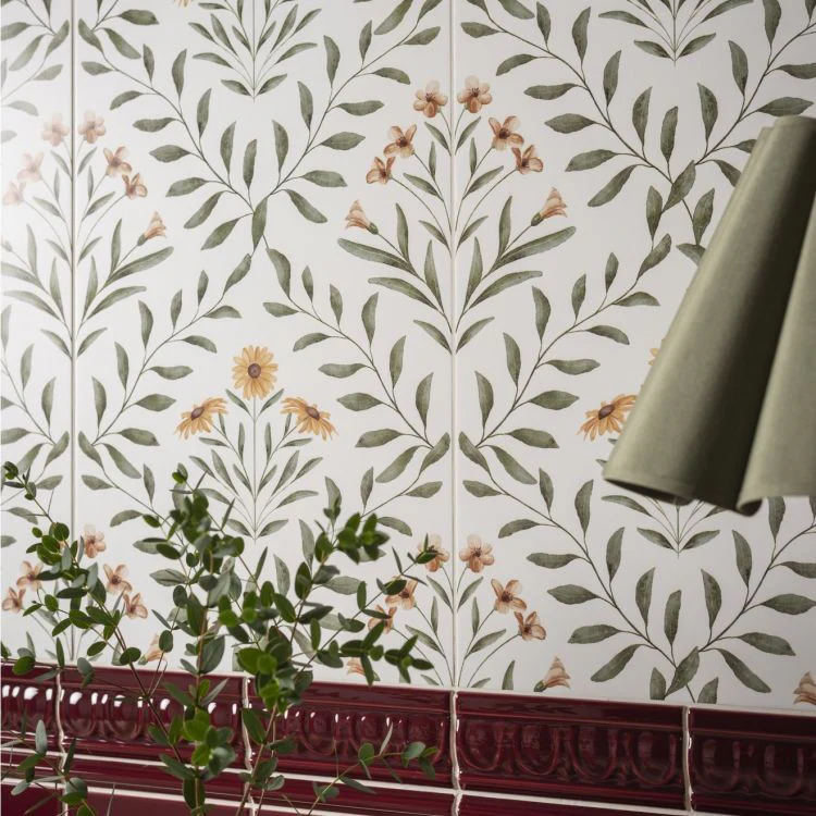 Arts & Crafts Flora Pink tile 60x30cm - Image 3