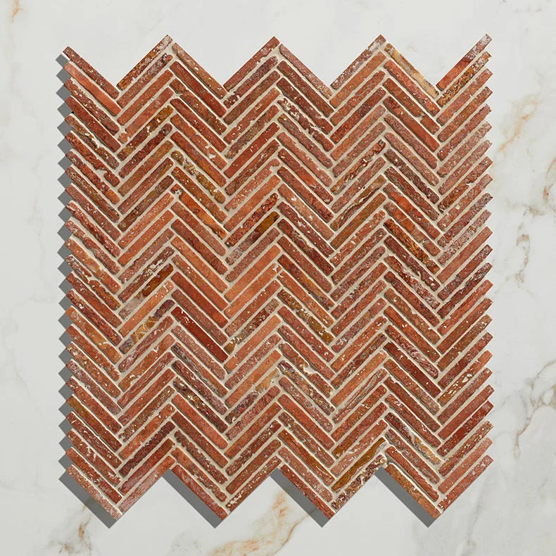 Athens Rosso Travertine Mosaic - 29.2 x 30.2cm - Image 2