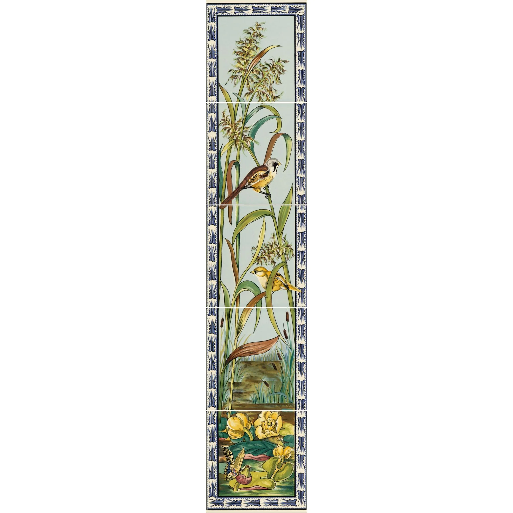 Birds And Butterfly 5 Tile Set on County White 15.2x15.2cm - Image 2