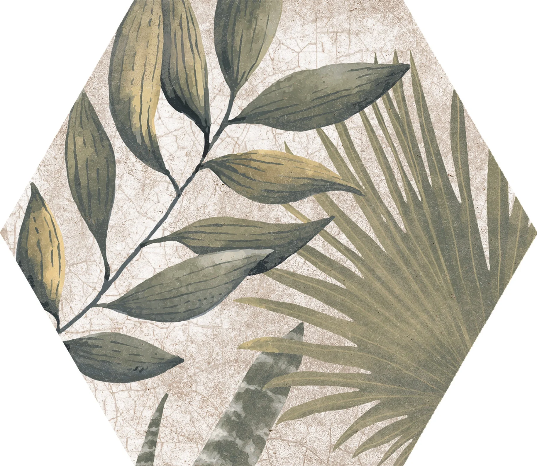Botanical Pattern Hexagon tile 22.5x25.9cm - Image 2