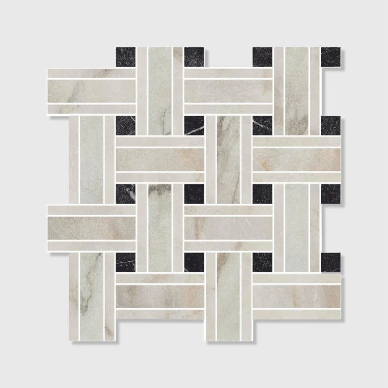 East Village Porcelain Basketweave Mosaic Oro - 31.5 x 31.5cm - Image 2