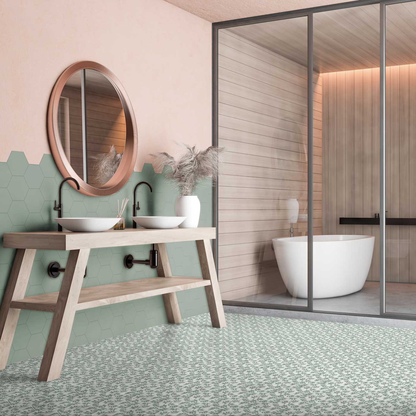 Spring Leslie Decor Hex Porcelain tile 15x17cm - Image 3